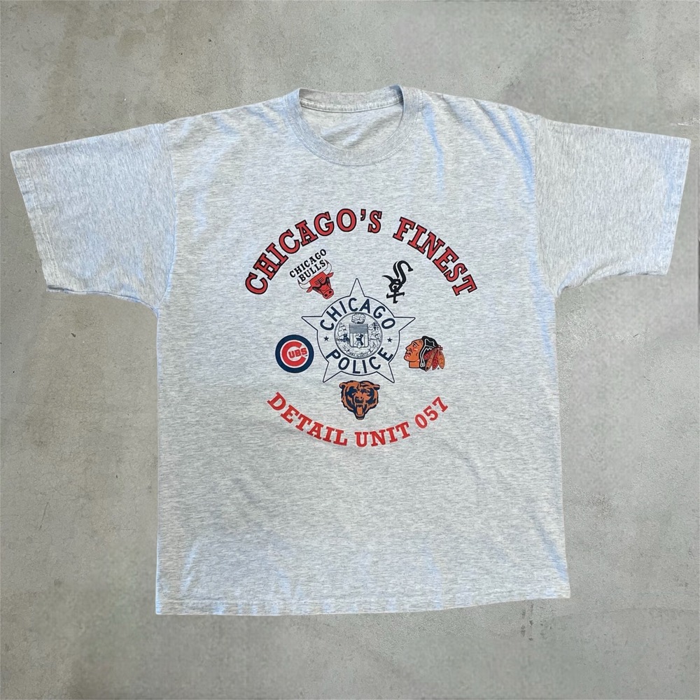 Vintage Chicago Police‎ Sports Tee Mens XL Grey Graphic Unit 057